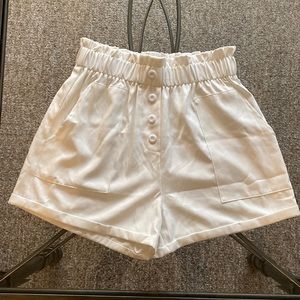 White Elastic Shorts